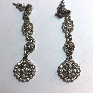 Silver diamanté stud earrings 1.1/2”